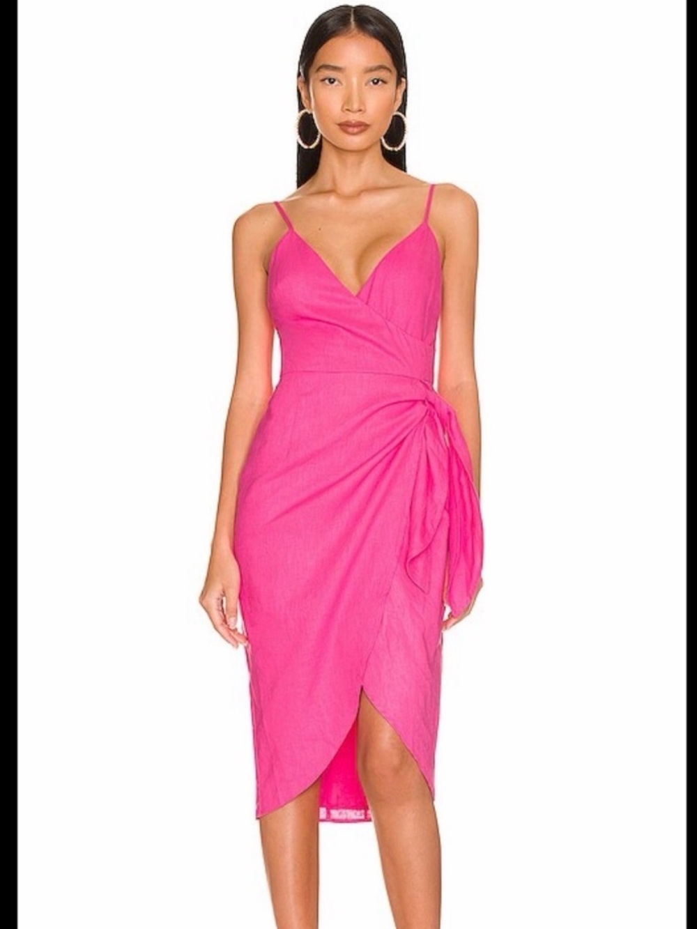 Lovers + Friends Pink Wrap Midi Dress